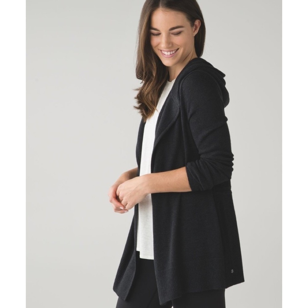 LULULEMON Peace Of Mind Wrap Cardigan Sweater Heathered Black Athleisure Size 8